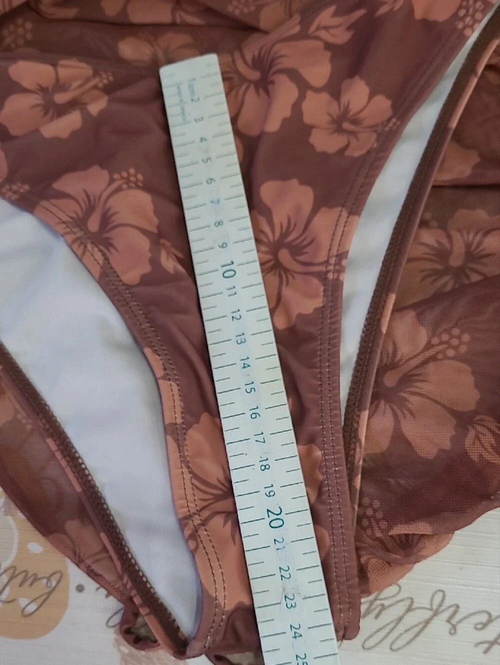 Floral Brown One-Piece Swimsuit - Halter Style - Picture 9 of 10